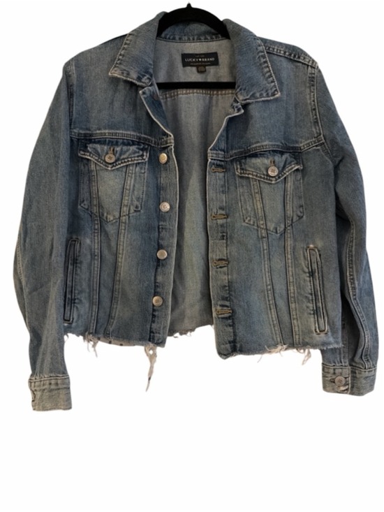 Lucky Brand Jackets & Blazers - Lucky Brand Cropped Denim Jacket - Fringed Hem - Soft & Stretchy - Size Large